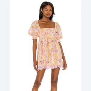 Embroidered floral mini dress